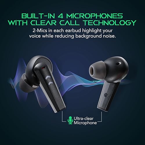 Miniatura 3 de Black Shark Auriculares inalámbricos para juegos con cancelación de ruido Bluetooth con estuche de carga IPX5, impermeables, 4 micrófonos ultra