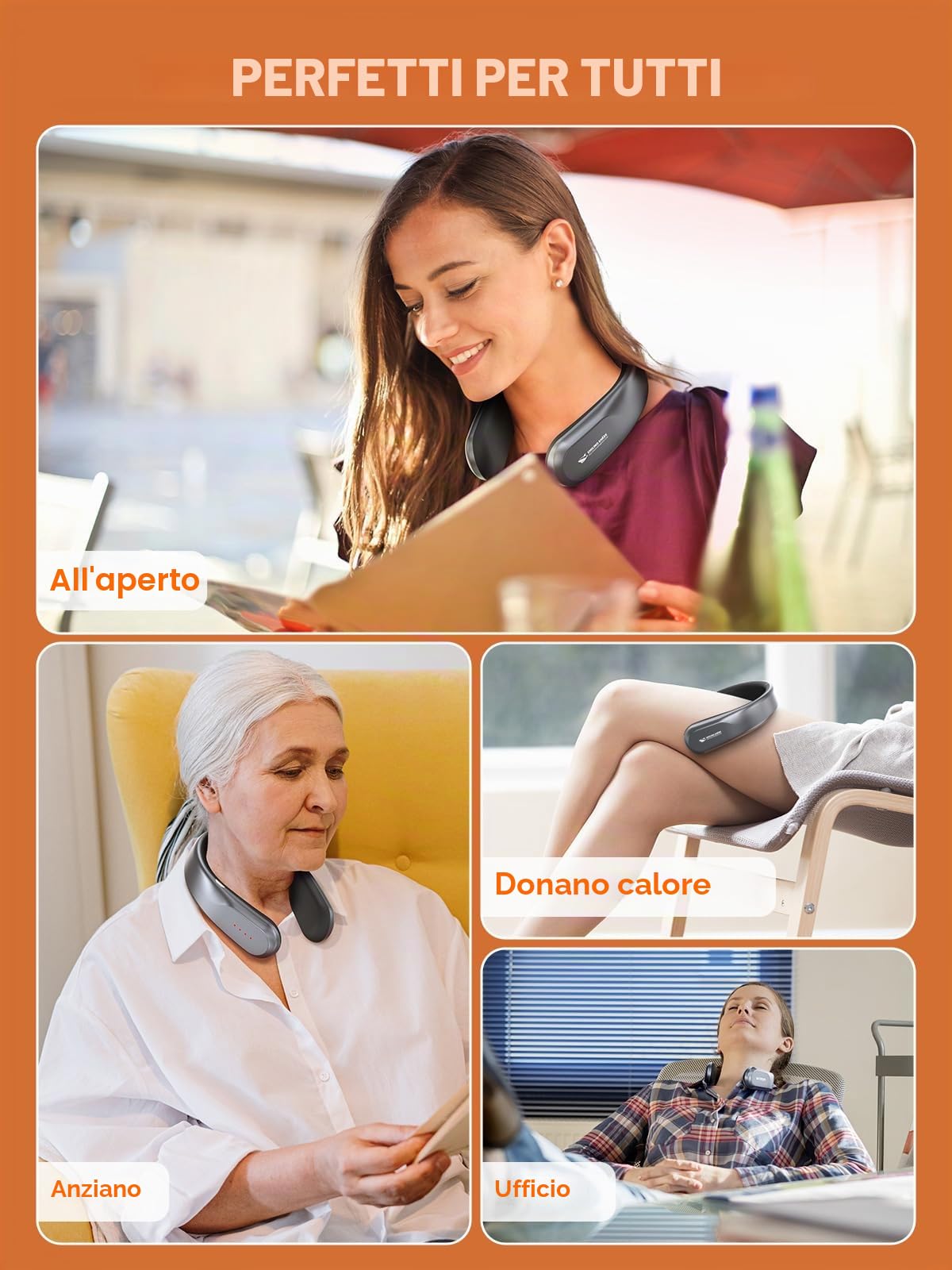 Smiling Shark Neck Warmer, Neck & Hand Warmer Ricaricabile Professionale Regolabile 4 Temperature impostate (45 ℃-60 ℃) per l'esterno Interno Adulti Bambini Anziani Lavoro