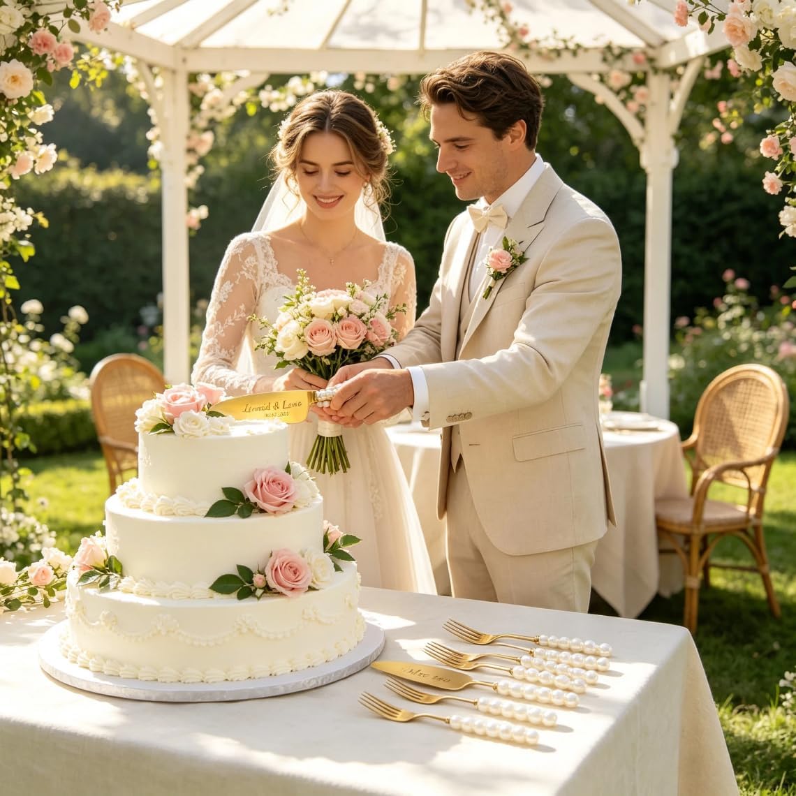 2/4 Pcs Custom Wedding Cake Cutting Set, Wedding Gift for Newlyweds