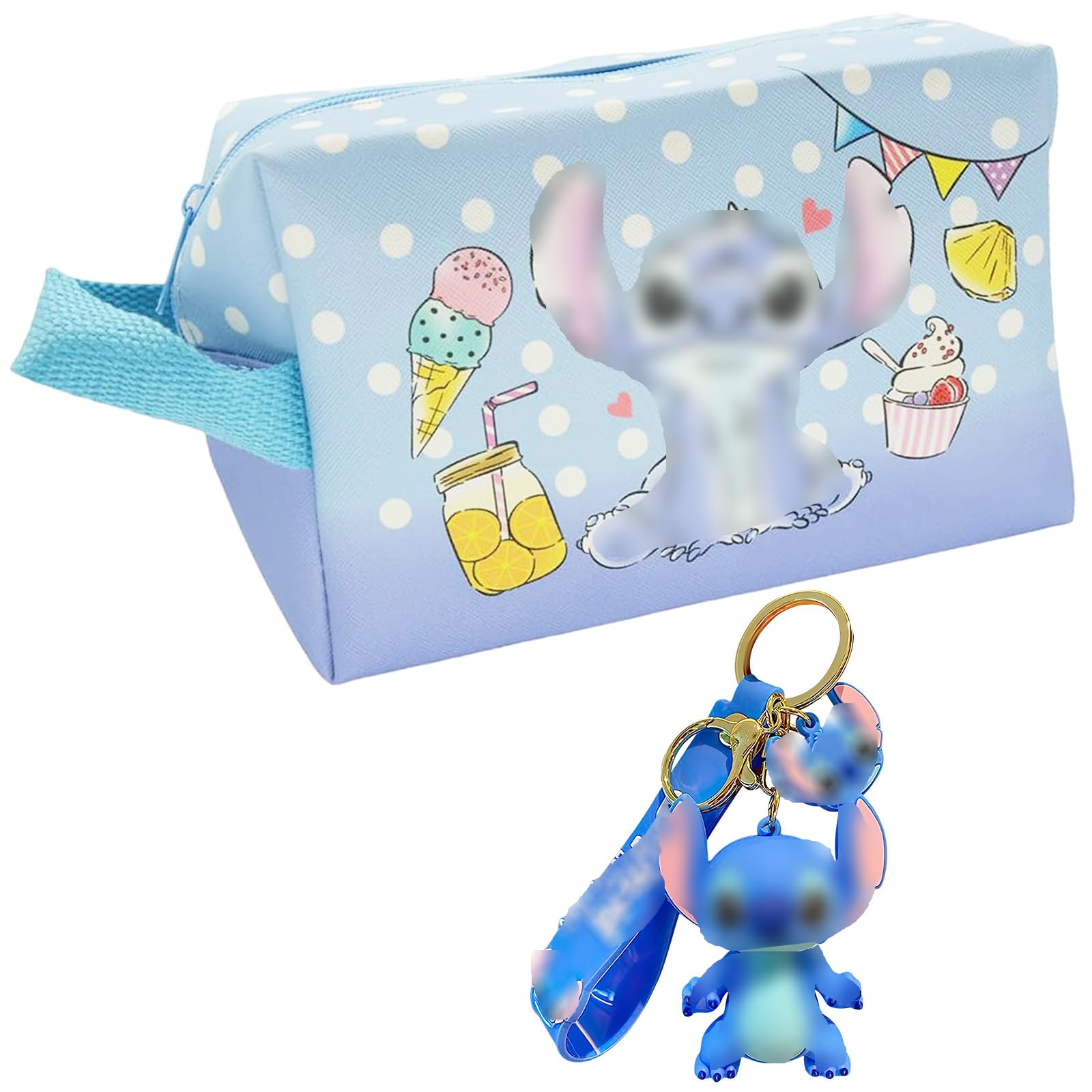 TTDCQQID Bolsa de Maquillaje, Bolsas de Maquillaje de Viaje, Bolsa de Maquillaje de Dibujos Animados, Bolsa de Aseo de Viaje, Bolsa de Cosméticos Impermeable, Neceser Mujer, Gran Capacidad con Llavero (B)
