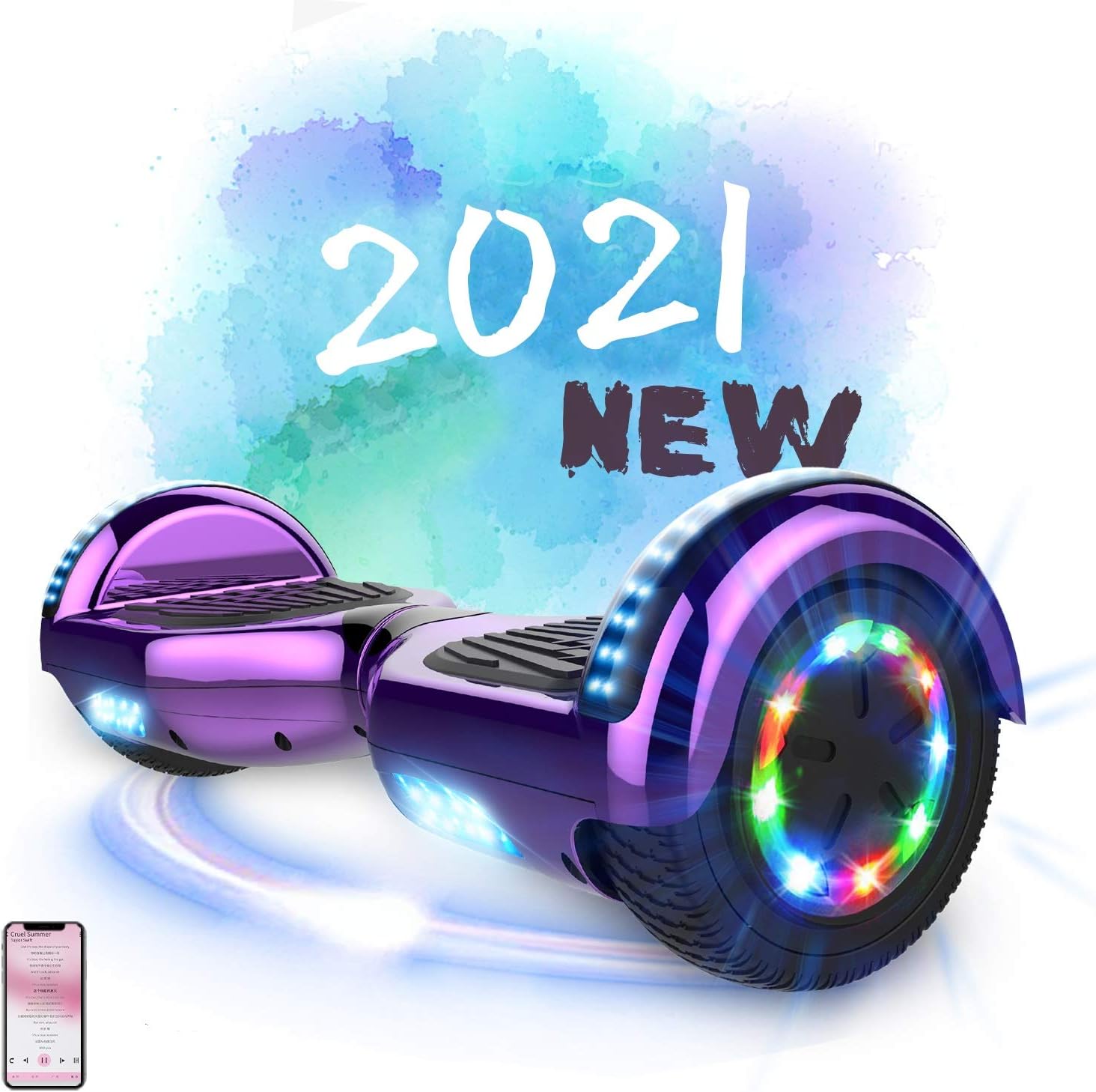 MARKBOARD Hoverboard Patinete Eléctrico Auto Equilibrio Hover Scooter Board 6.5 Pulgadas con Fuerte Dual Motor y LED E-Skateboard Bluetooth Regalo para Niños y Adultos