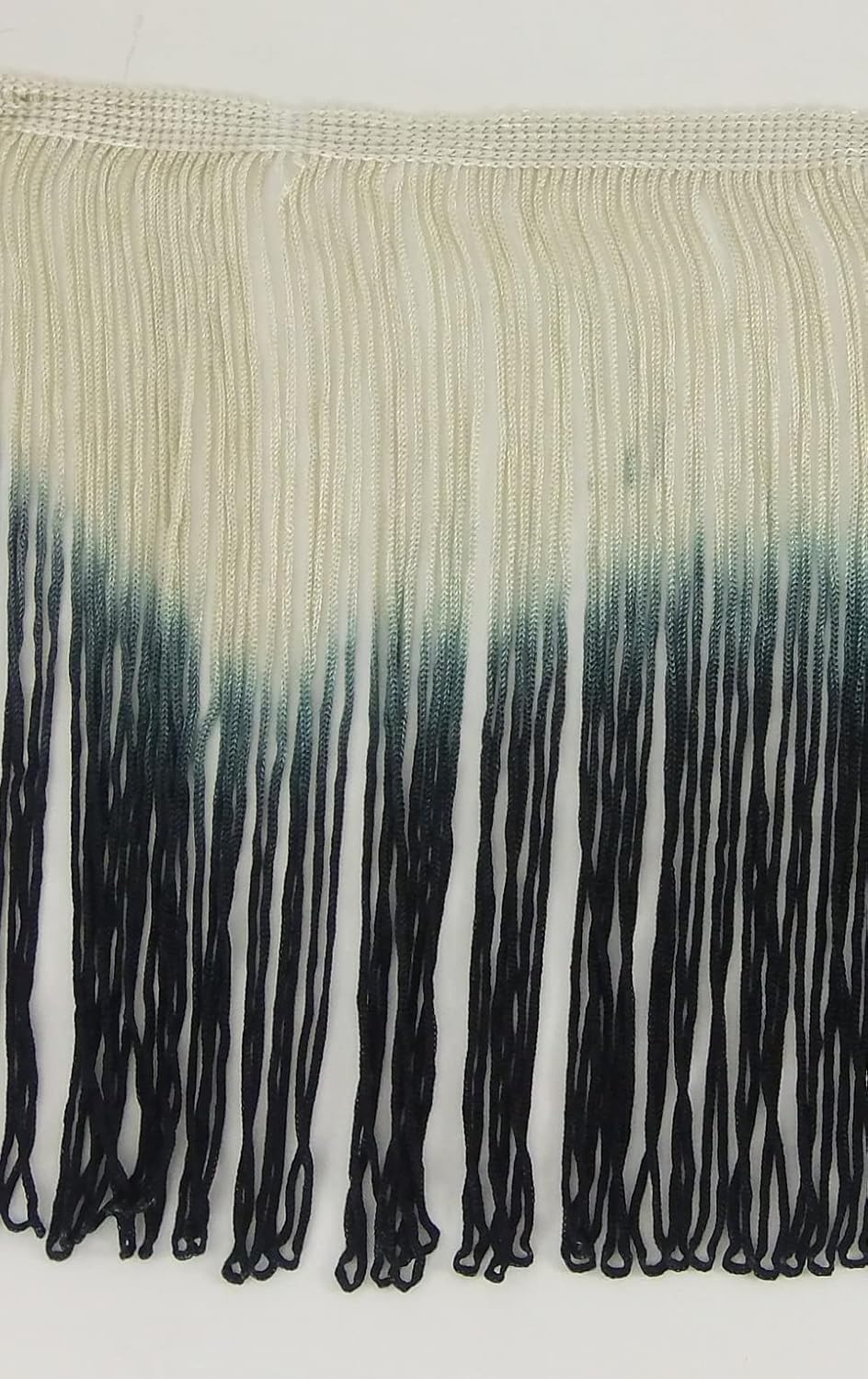 2 Yards of 12" Ombre Tie Dye Multicolor Chainette Fringe Tonal Loop Tassel Fringe- Light Beige Taupe Black Shades