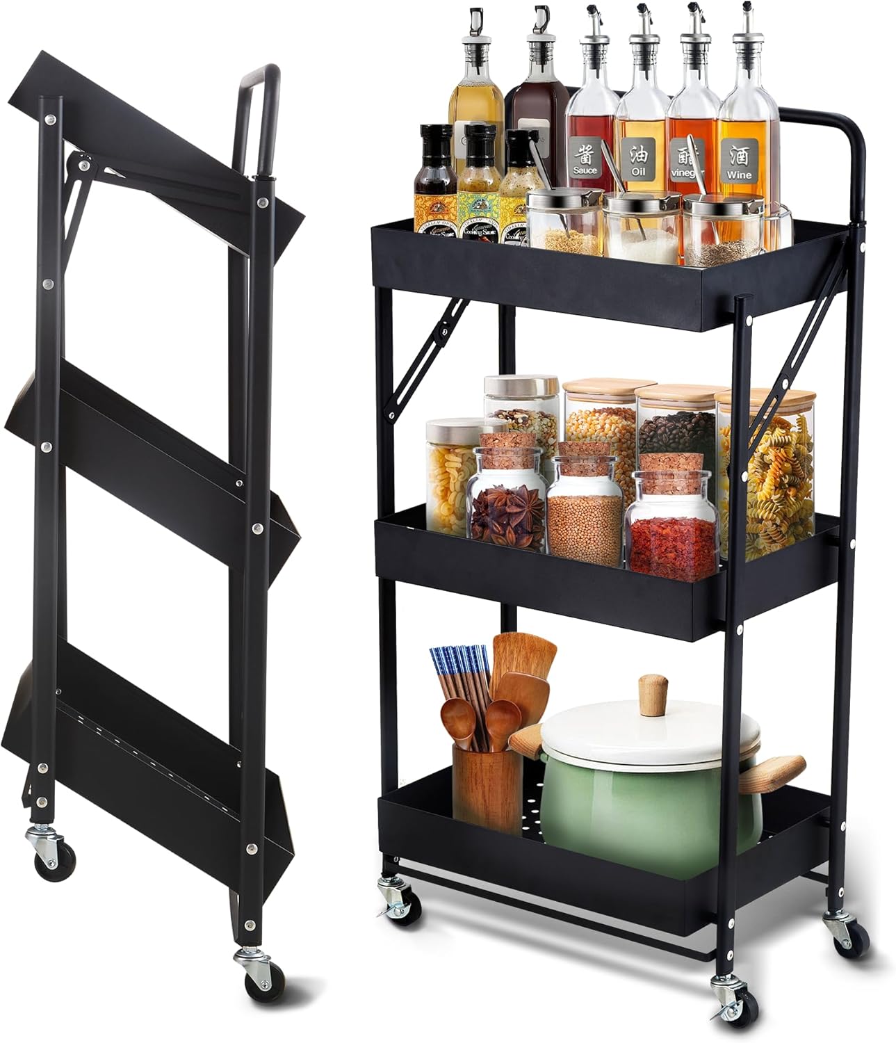 Folding Storage Rack 3-Tier Mesh...