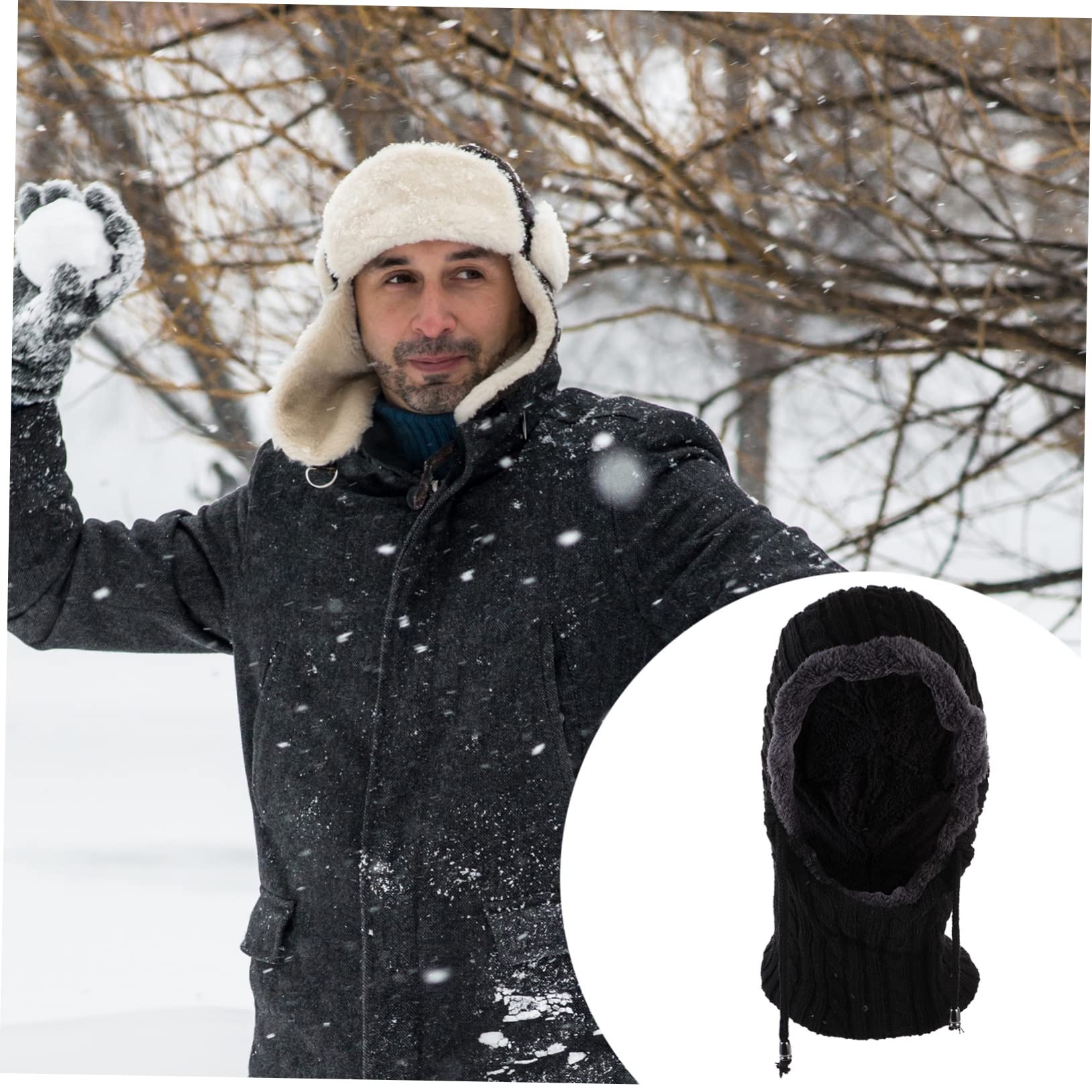 FRCOLOR Gorro Tejido Polar máscara de esquí Unisexo frío Encapuchado Sombreros Gorros Calientes para Mujer Sombrero de Punto Gorras de Punto para Hombre Sombrero de Bufanda