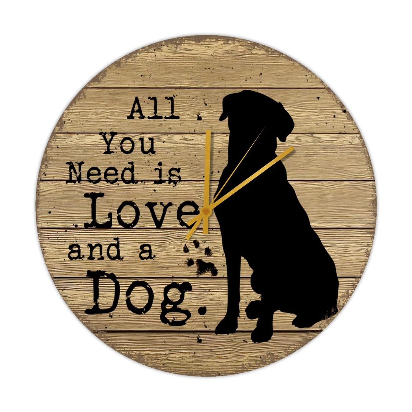 Horloge en bois All You Need Is Love And A Dog 38cm pour cuisine