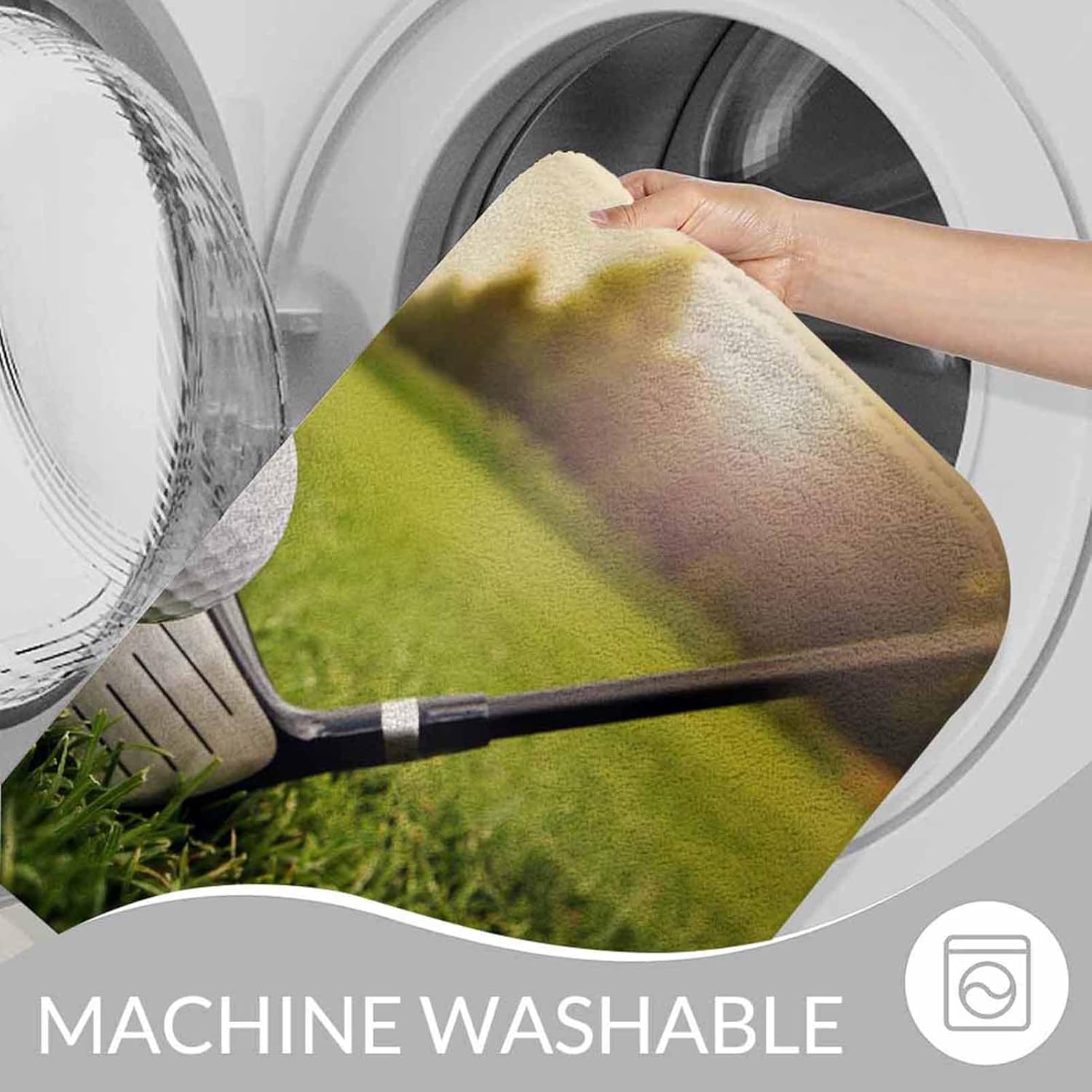 Golf Club Bathroom Mat Rugs Ball in Grass Green Training Sunset Microfiber Faux Cashmere Thick Plush Bath Mat Non-Slip Water Absorbent Bath Carpet for Bathtub Bathroom Floor Tub 20 x 30 Inch