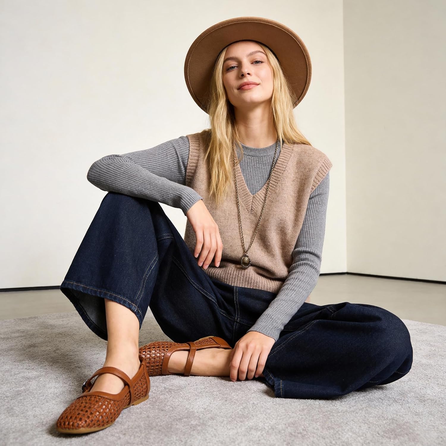 Yozuru Womens Woven Ballet Flats Mesh Mary Jane Shoes Dressy Squared Toe Comfortable Buckle Strap Casual Leather Flats for Women - Image 2