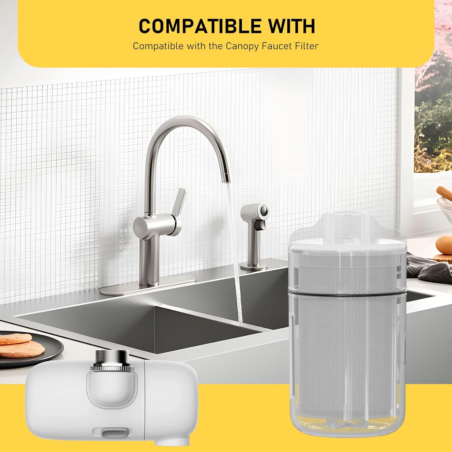 Faucet Water Filter Replacement Cartridge Bundle Compatible with All Canopy Faucet 2 Pack