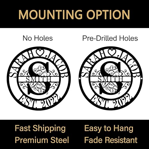 Miniatura 5 de Letreros de metal personalizados con nombre de familia, decoración de pared con monograma, letrero de apellido personalizado, arte de pared de