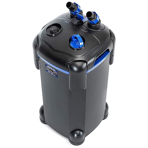 AMOSIJOY 396GPH 3-Stage Canister Filter, Ultra-Quiet External Aquarium Filter with Free Media for Large Fish Tanks and Aquariums