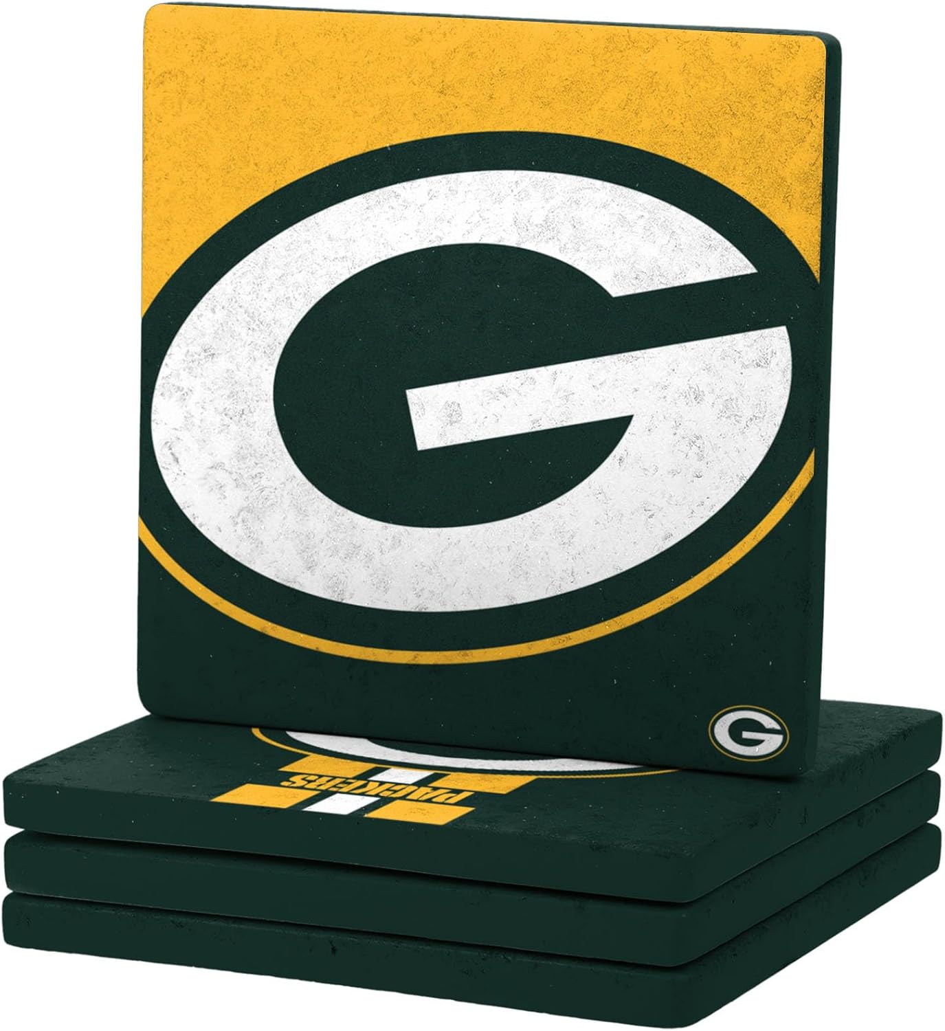 FOCO NFL Official Game Day 4-Pack Beverage Drink Stone Coaster Set (Green Bay Packers) - Image 2