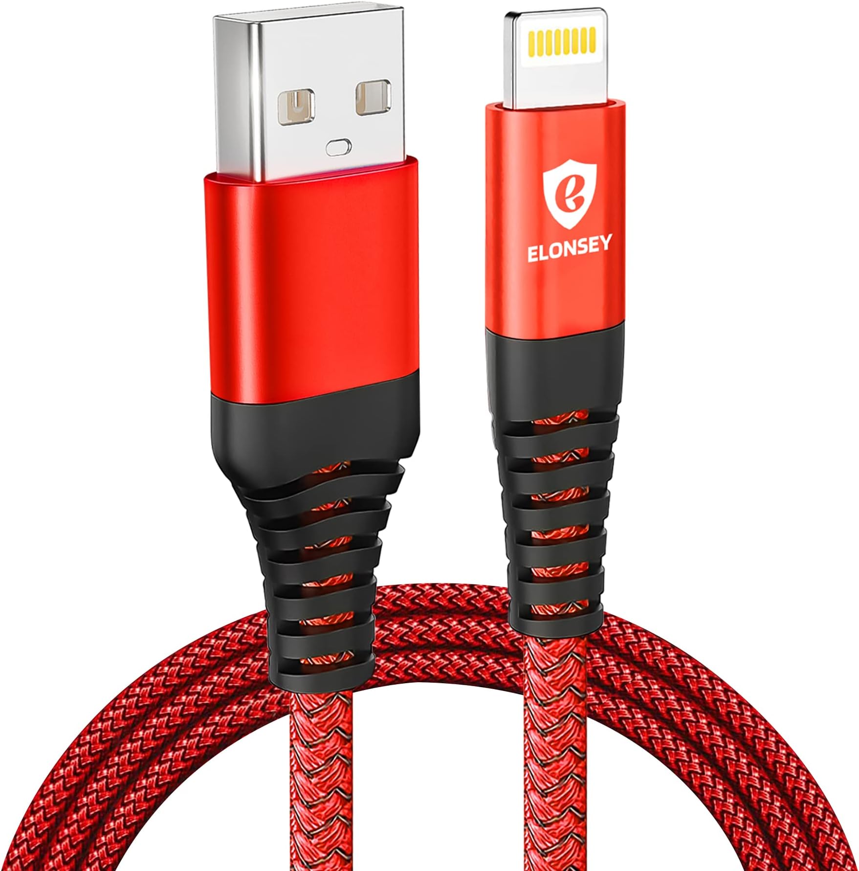 ELONSEY iPhon Charging Cable, USB to Lighting Cord 1 Meter, High-Speed PD Charging [MFi Certified] Cable Compatible with iPhon 13 mini/13/13 Pro/13 Pro Max, 12 Pro/Max/X,iPd Pro - Red
