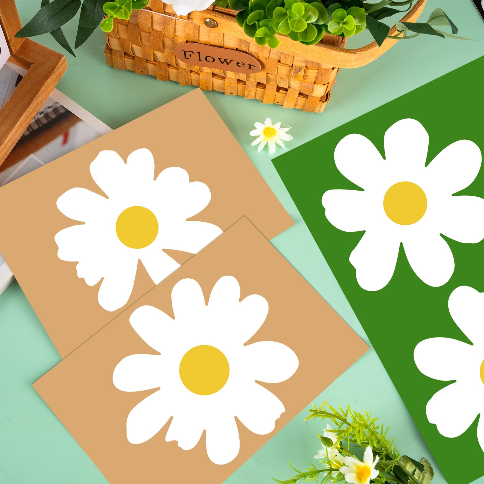 Lot De 12 Autocollants Muraux Marguerites Blanches En Vinyle Pour Chambre De Fille, Chambre D'enfant, Salle De Classe, Salon - 29 Cm