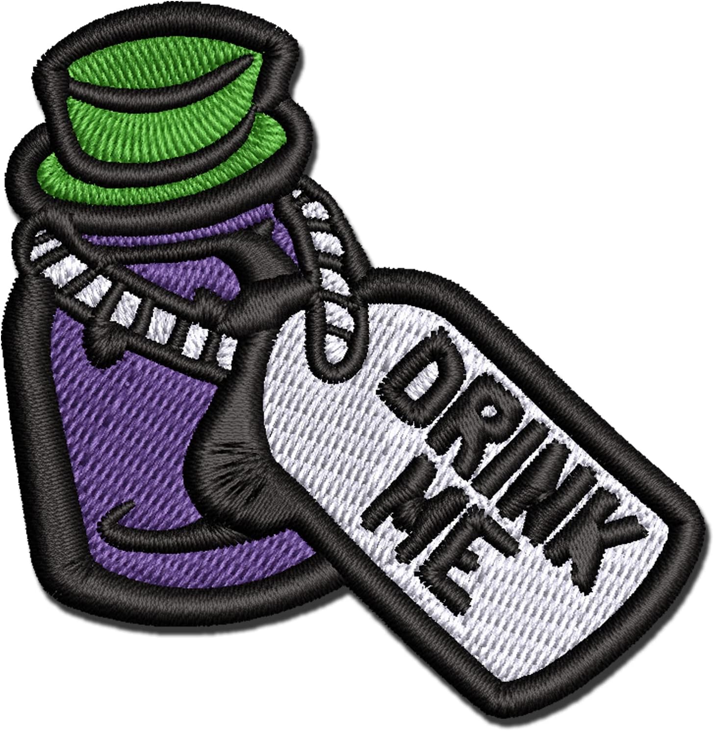 Drink Me Potion Bottle from Alice in Wonderland Multi-Color Embroidered Iron-On Patch Applique - Large 3.5 Inch