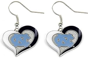 Aminco NCAA North Carolina Tar Heels Swirl Heart Earrings