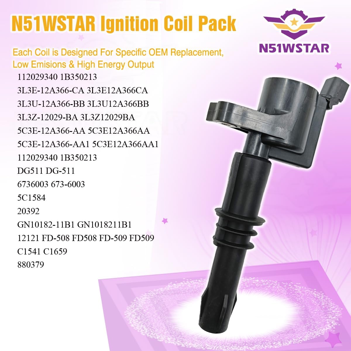 8PCS N51WSTAR Straight Boot Ignition Coil Packs Compatible With Ford Lincoln Expedition Explorer F-150 Super Duty Mustang Mountaineer 4.6l 5.4l 6.8l Replacement for DG511 C1541 FD508