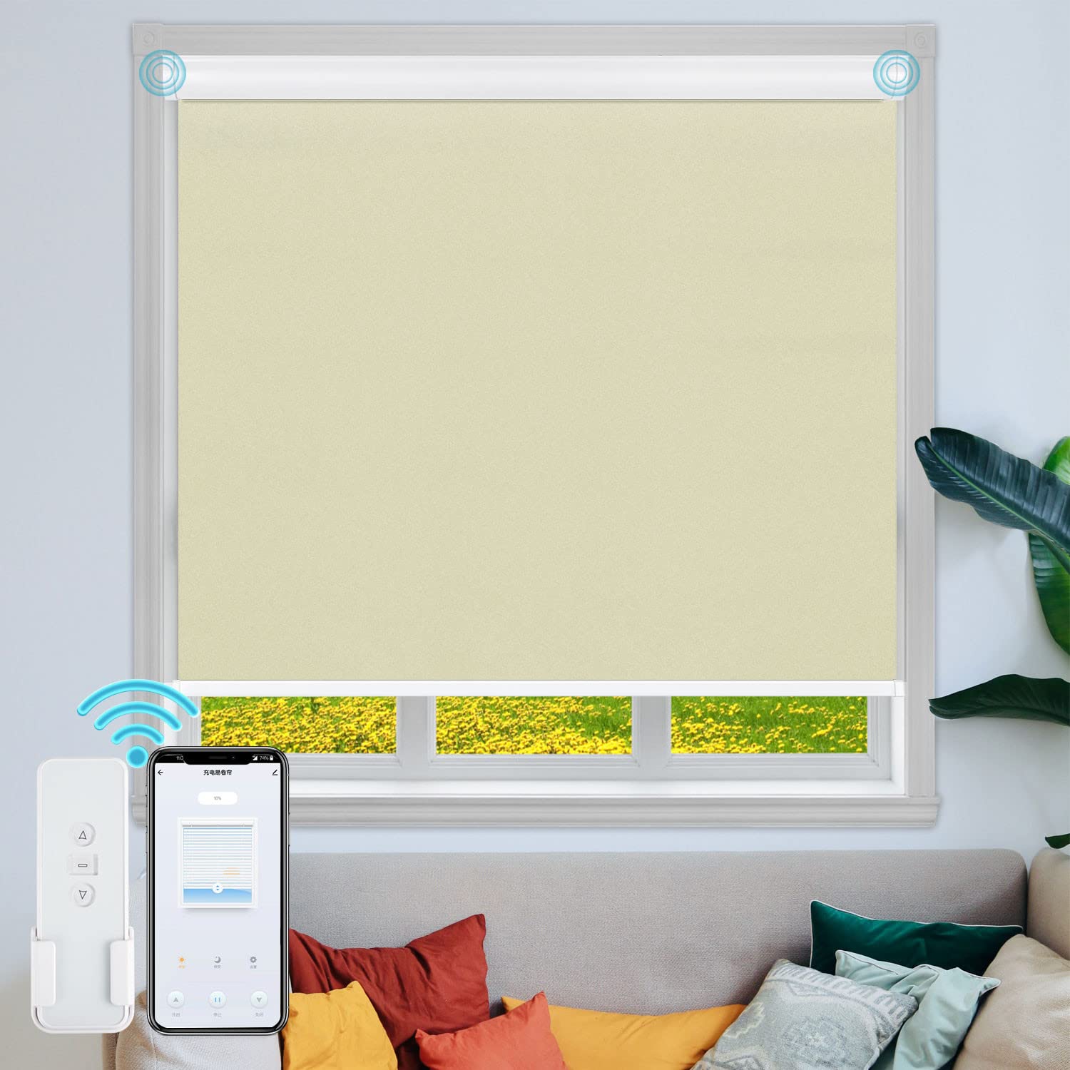 Amazon｜Keego 電動 ロールスクリーン ロールカーテン 1級遮光 UV