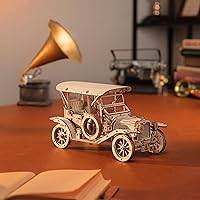 Vista 4 de ROKR Rompecabezas de Madera 3D Kits de Modelos de Coche para Construir para Adultos, Kit de Construcción de Modelos de Coche Vintage a Escala 1:15