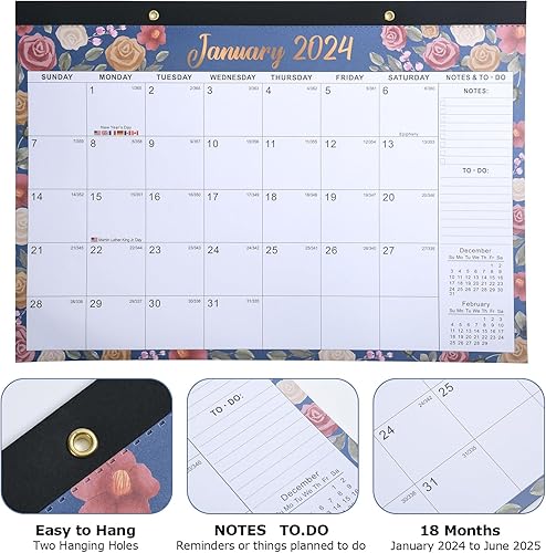 Miniatura 2 de Calendario de pared 2024-2025 Calendario grande de escritorio 2024 con lista de tareas, calendario de escritorio de 18 meses  calendario de pared,