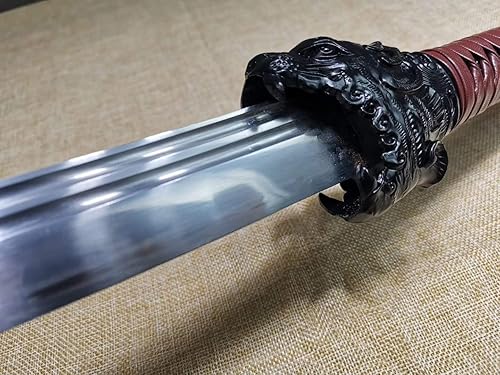 Miniatura 8 de Espada ancha del tigre del dragón (hoja de acero de alto carbono, vaina de cuero) espada china