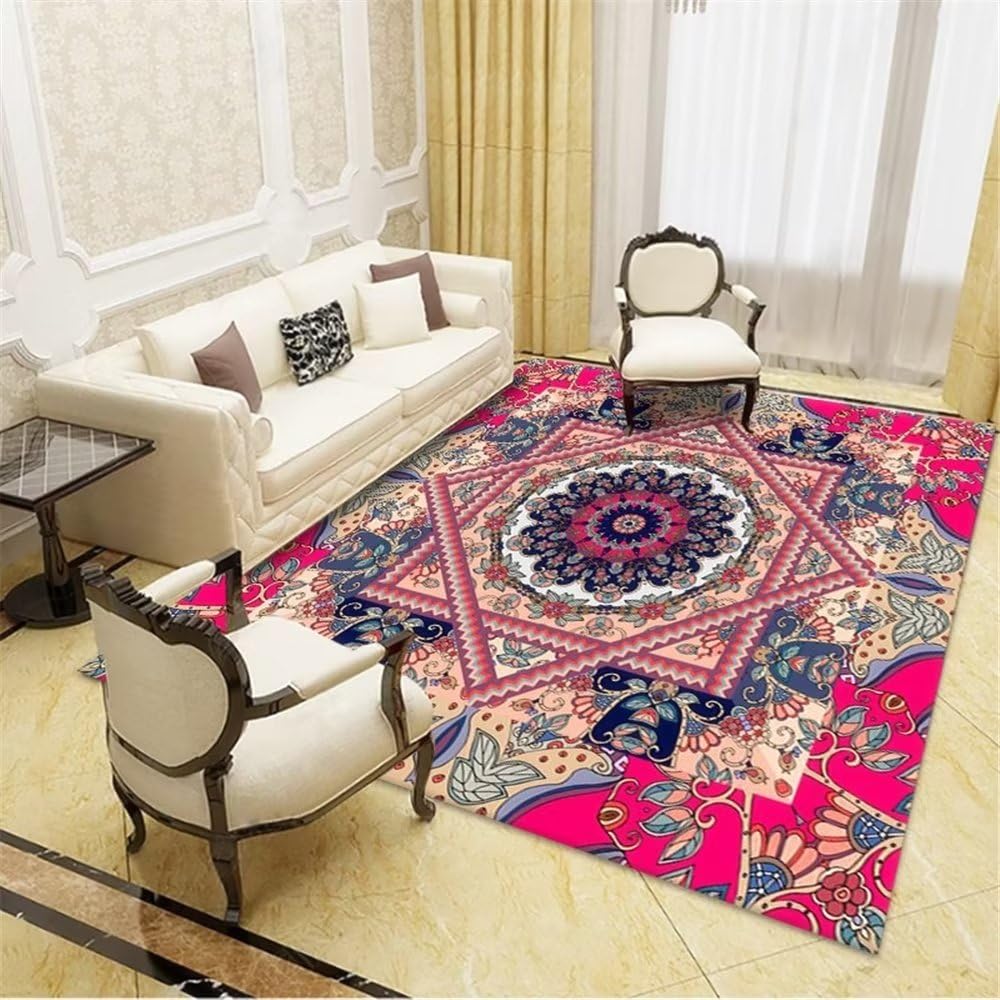Tapis de salon rouge géométrique durable pour décoration moderne 160x200