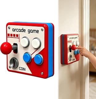 Retro-Arcade-Schalttafel mit beweglichem Hebel und bunten Knöpfen