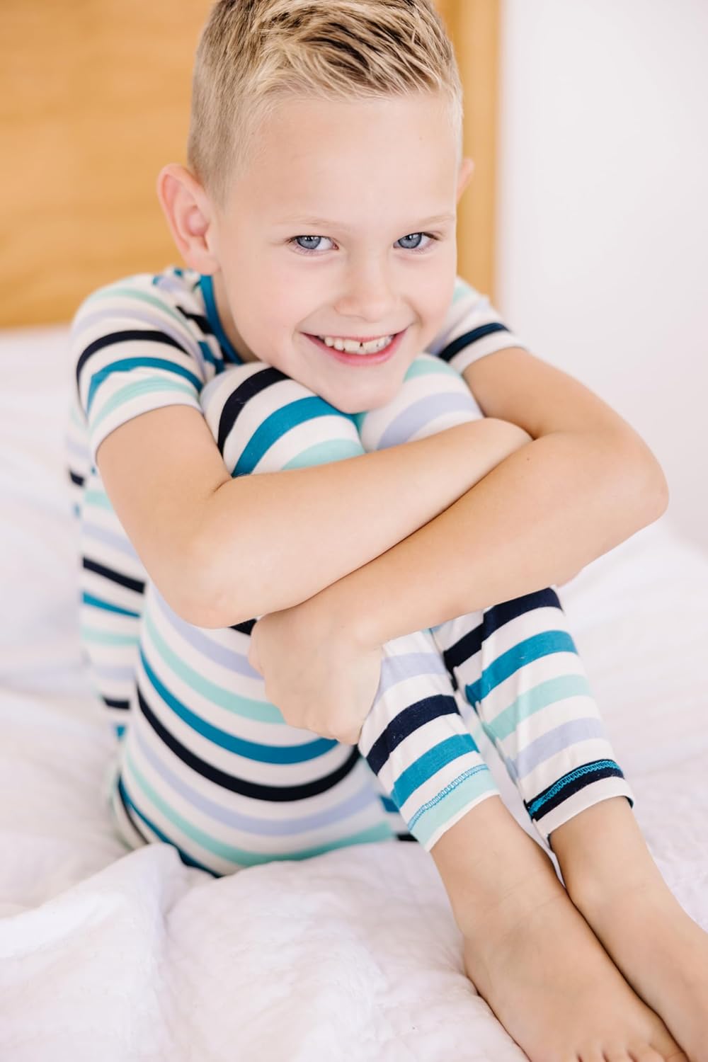 KicKee Print Short Sleeve Pajama Set, Baby to Kid, Super Soft Bamboo Viscose Fitted Pajamas