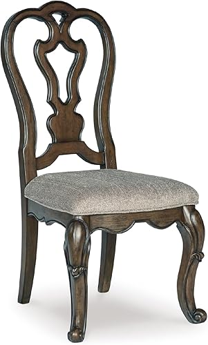 Signature Design by Ashley Maylee Classic - Silla de comedor tapizada sin brazos, juego de 2, color marrón oscuro