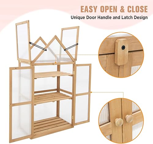 Miniatura 6 de EAGLE PEAK Invernadero de marco frío para jardín con estante ajustable, 27 x 16 x 52 pulgadas, uso en interiores y exteriores, marco de madera con