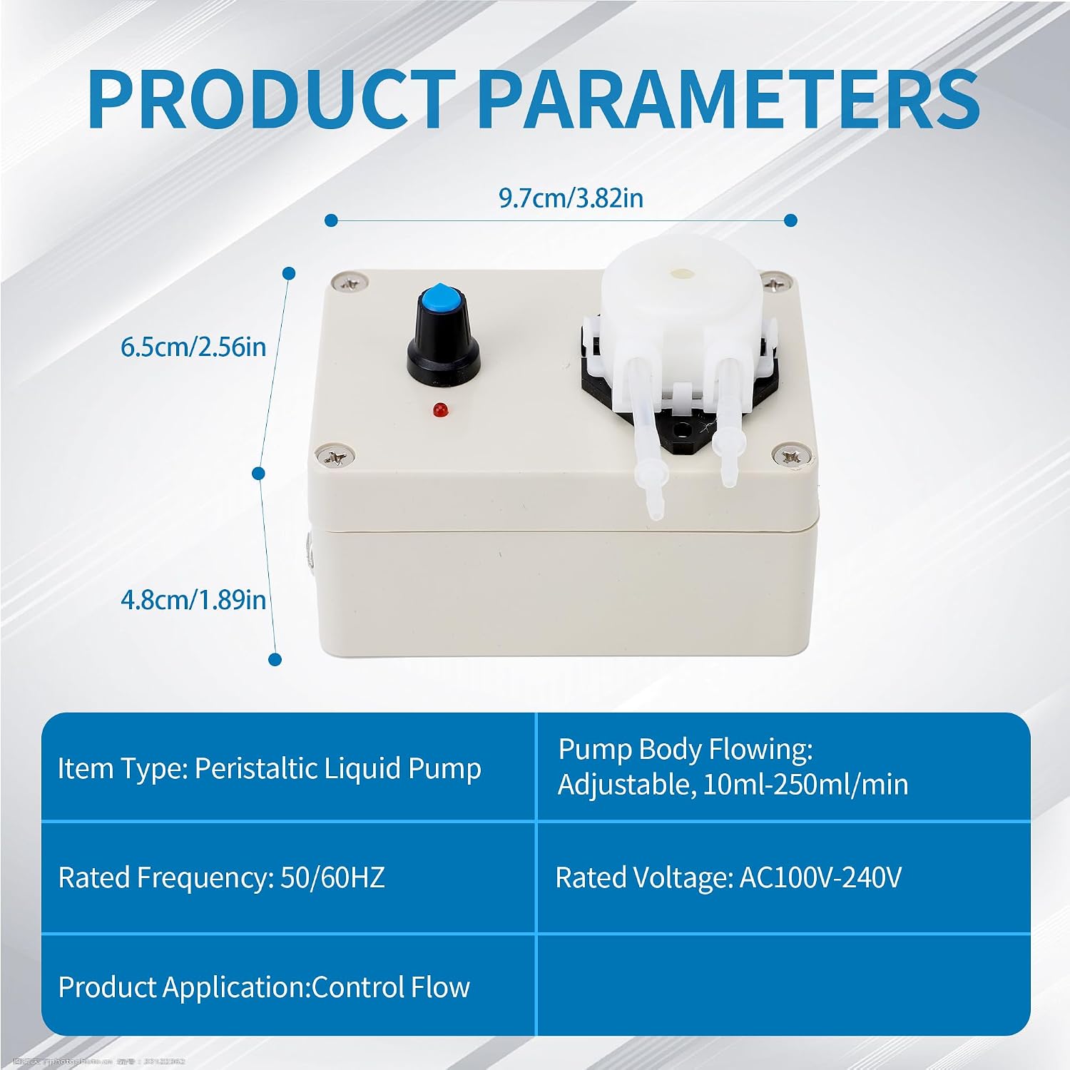 Peristaltic Pump,Peristaltic Liquid Pump 10ml -250ml/min Adjustable Flowing Peristaltic Dosing Pump for Aquarium Lab Analytical US Plug 110‑240V