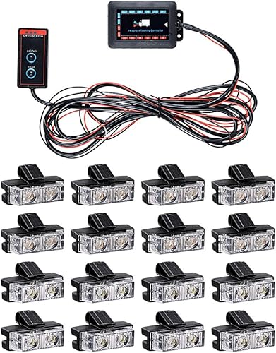 Miniatura 2 de Astra Depot Kit de 16 luces estroboscópicas de emergencia LED de 2 LED, clips de montaje lateral, parrilla de advertencia de peligro, cabeza de luz