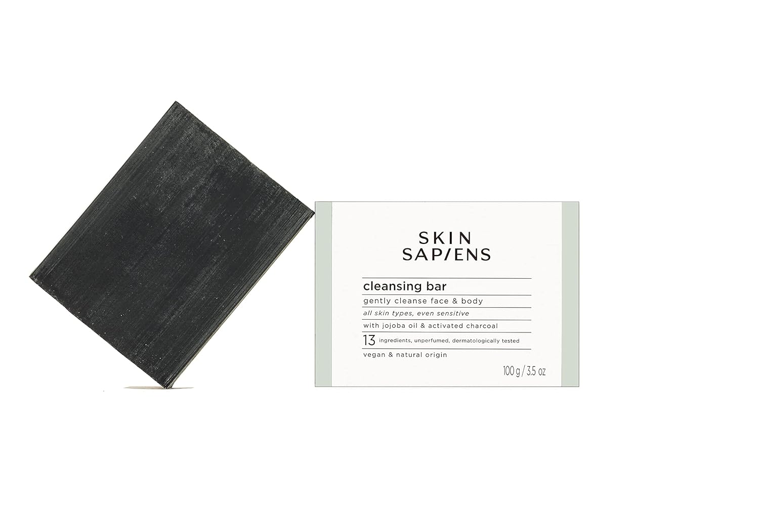 SKIN SAPIENS Natural Soap-Free Cleansing Bar with Activated Charcoal & Jojoba oil to Gently Cleanse Face & Body, For Men and Women, Cruelty Free and Vegan, For All Skin Types, 3.5 fl Oz. : Beauty & Personal Care