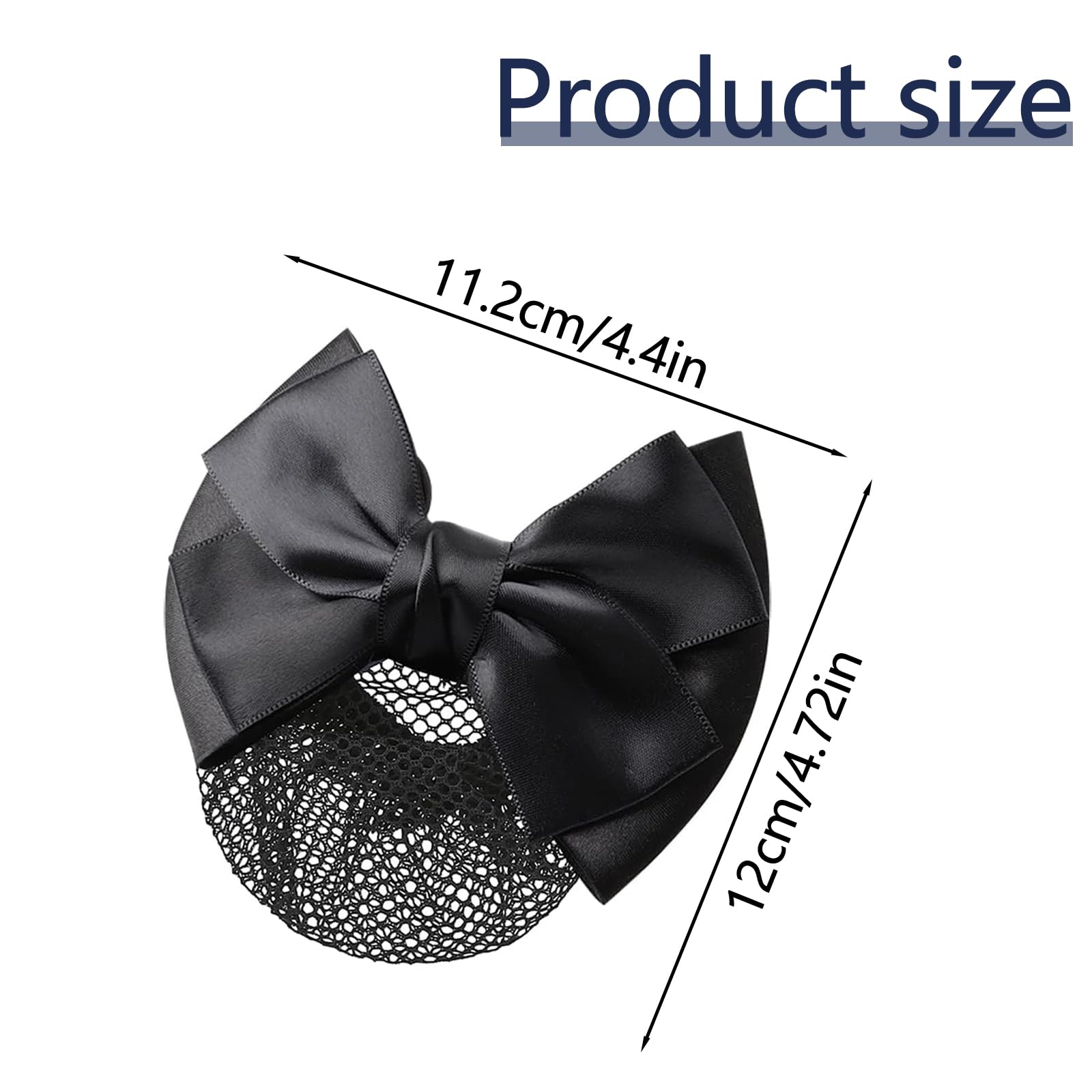 2 Pcs Hair Clips Bun Bowknot Hair Nets with Bow, Elastic Hair Net for Nurses Banking Worker and Hostess, black, blue - Image 2