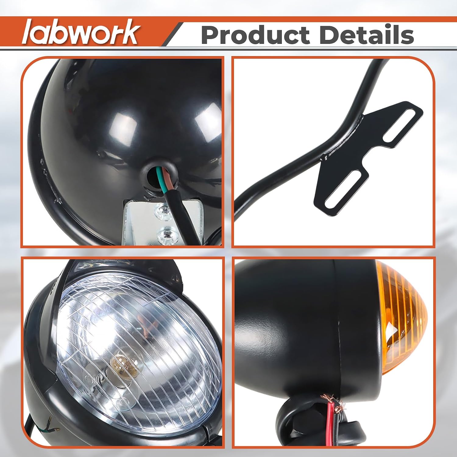 labwork Motorcycle Driving Spot Fog Light Bar with Bracket Turn Signal Black