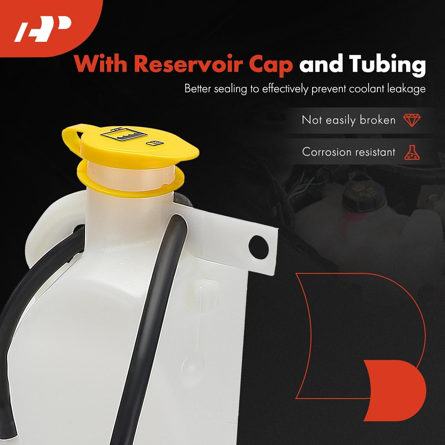 A-Premium Engine Coolant Overflow Recovery Reservoir Tank with Cap Compatible with Jeep JK Series Wrangler 2012-2017, JK Series Wrangler JK 2018, 3.6L - Front Side