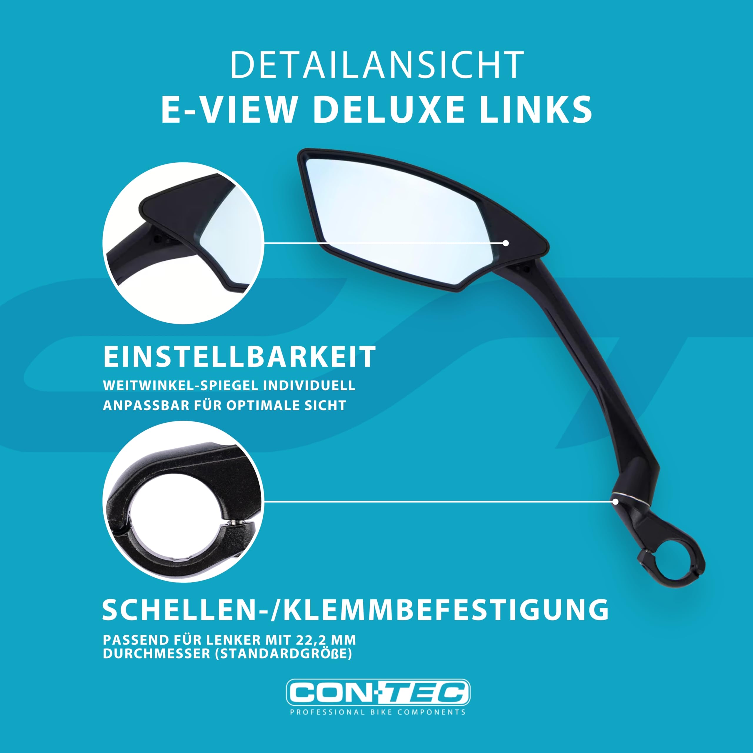 CONTEC Ct Rueckspiegel E-View King Xs Dazz Links Specchio Nero, 03229271 - 2