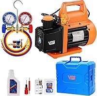 Vista 9 de Bomba de Vacío AC de 4.5 CFM y Juego de Manómetros, para Mini Split, HVAC, Sistemas Automotrices, Kit de Manómetro Múltiple Compatible con R22, R32