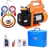 4&period;5 CFM AC Vacuum Pump and Gauge Set&comma;for Mini Split&comma;HVAC&comma;Auto Systems&comma;Manifold Gauge Kit Compatible with R134a R12 R22 R502&comma;Includes 3 Hoses&comma;R134a Can Tap&comma;Upgraded Trifold Storage Case