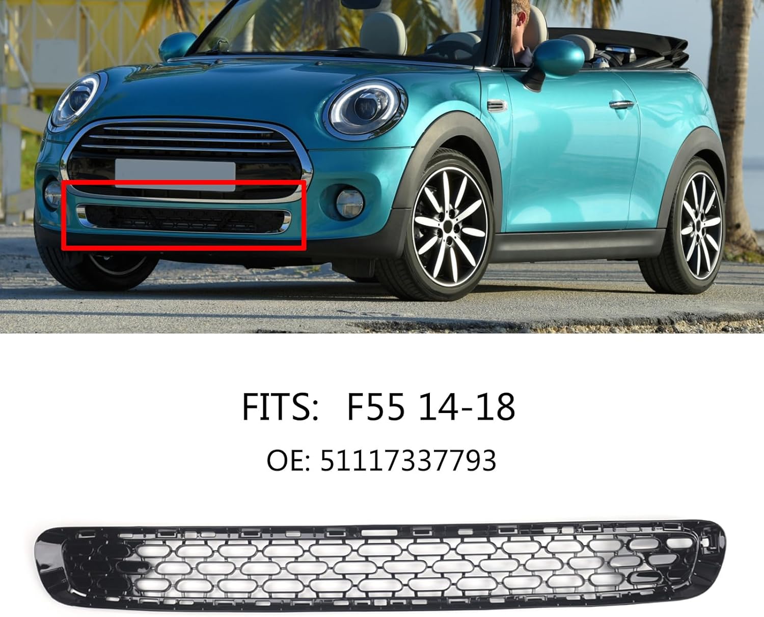 Vehicle Car Exterior Front Grille Insert Panel Easy Installation Accessories Suitable For F55 F56 F57 51117337793 Aftermarket Parts