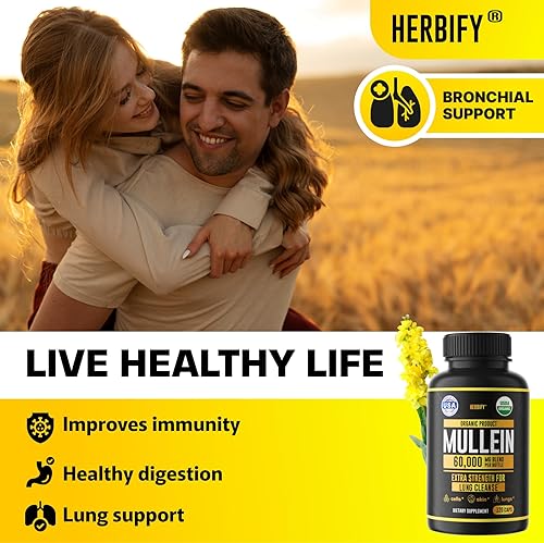 Miniatura 3 de HERBIFY Paquete de cápsulas de gordolobo y tintura de melena de león, apoyo de limpieza pulmonar y suplemento diario de hongos para memoria,