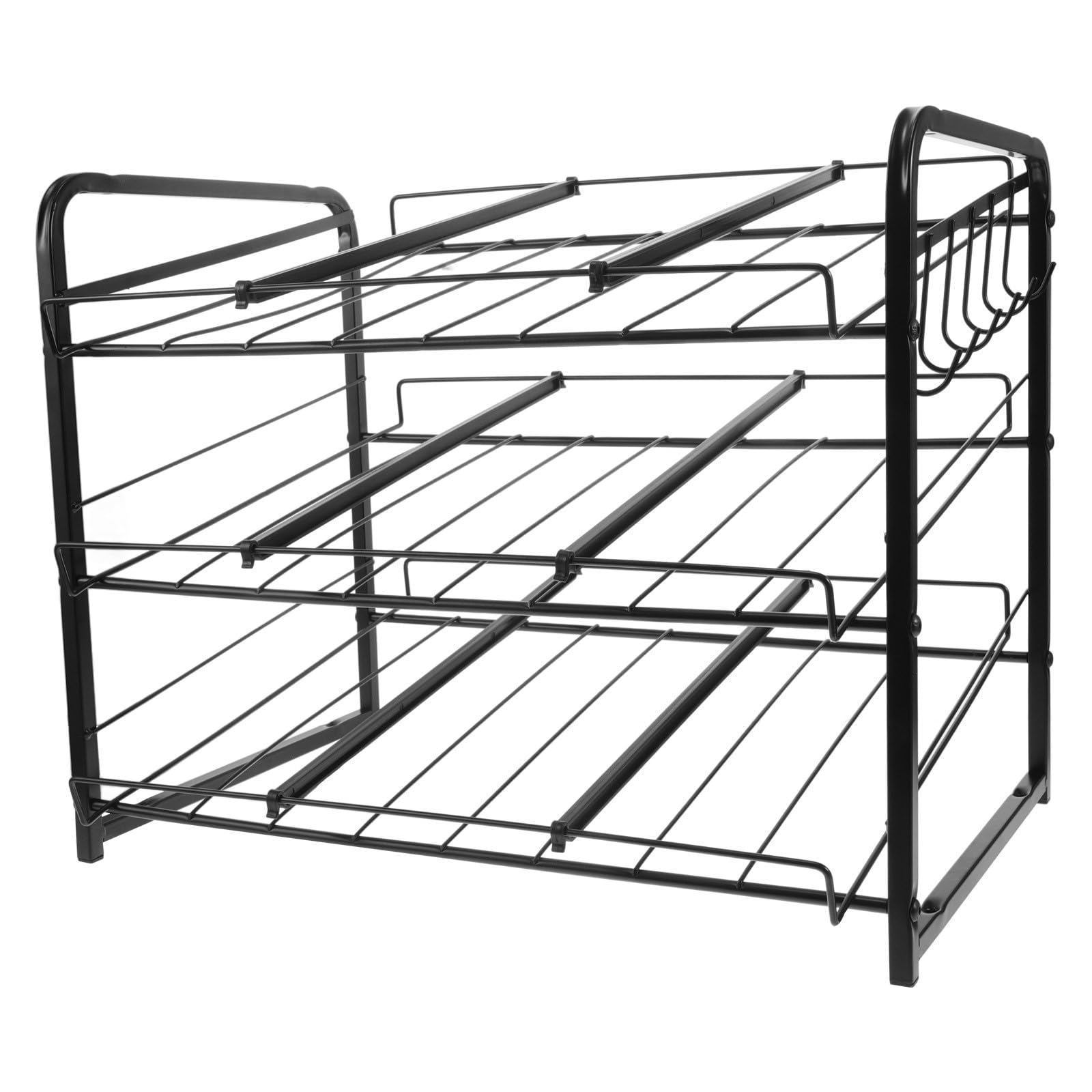 DOITOOL Organizador de Latas de Refresco para Nevera y Despensa, Acero Inoxidable Negro, Diseño Apilable de 3 Niveles, Ahorro de Espacio y Resistente para Cocina