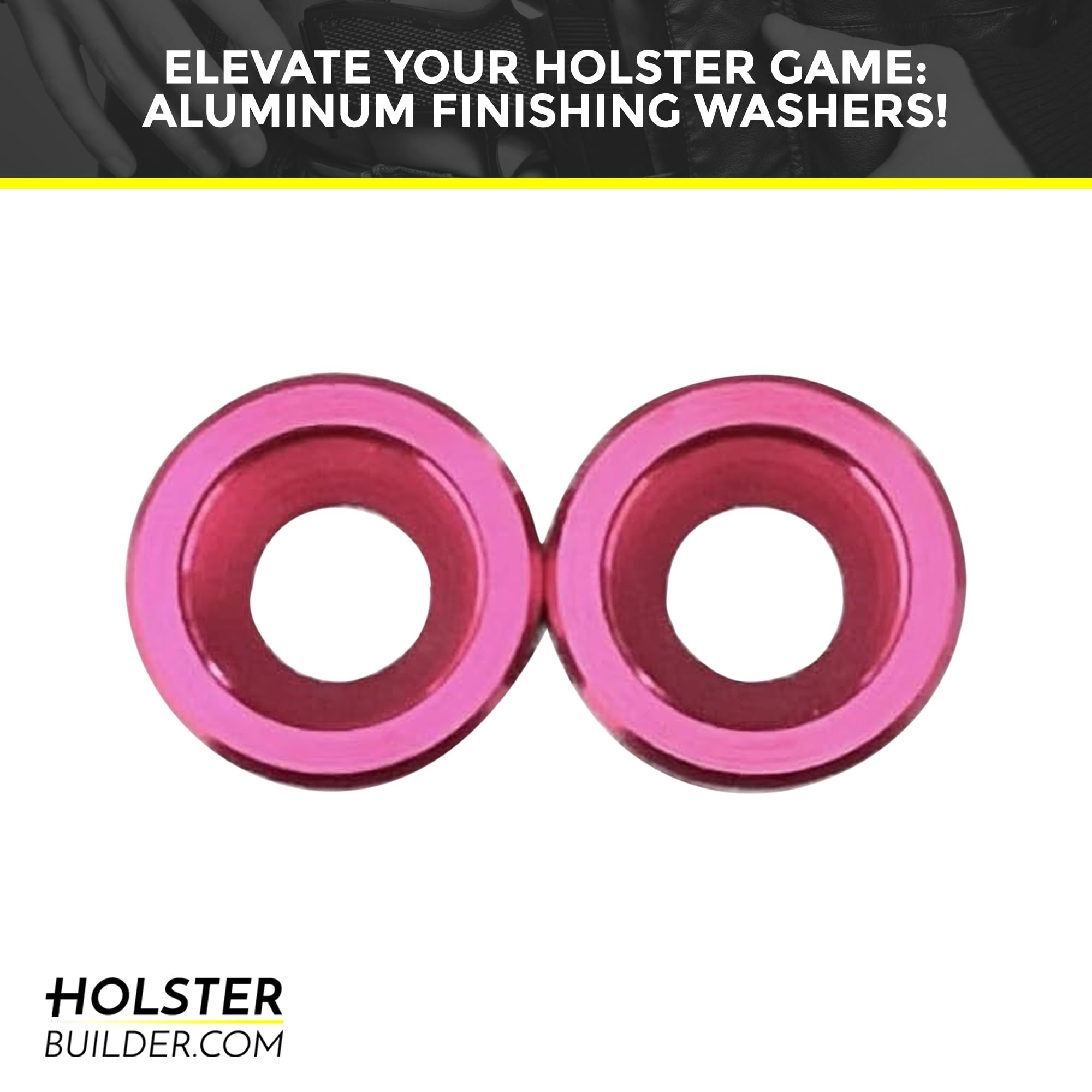 Holsterbuilder Aluminum Finishing Washers - Artistic Craft - DIY Enthusiasts - Vibrant Colors - Versatile Craftmanship (25-Pack - Pink)