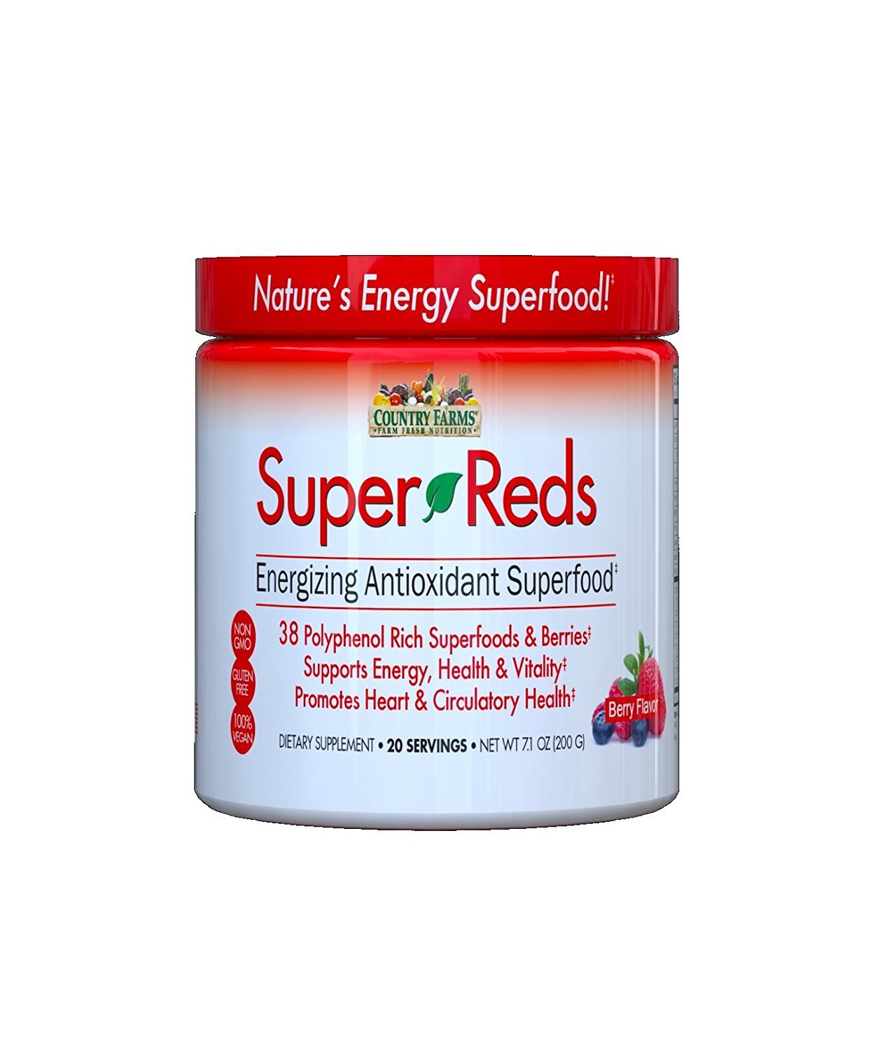 Country Farms Super Reds, Berry Flavor, 7.1oz. Per Jar (2 Pack)
