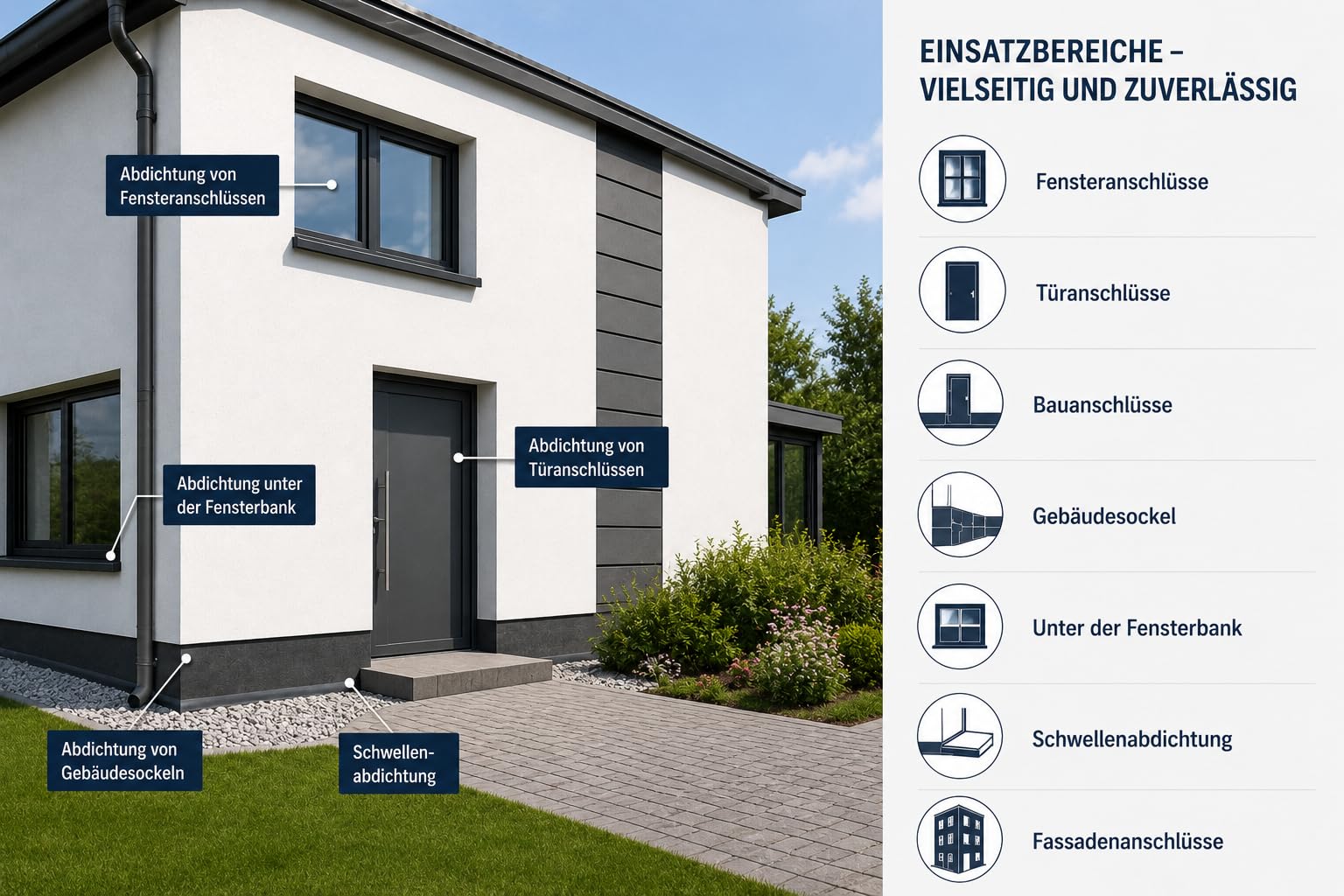 EPDM Folie 100 mm x 20 m – flexible, wasserdichte und diffusionsoffene Abdichtungsfolie mit Selbstklebestreifen für Fenster, Türen, Anschlüsse und Sockel im Außenbereich (100 mm)