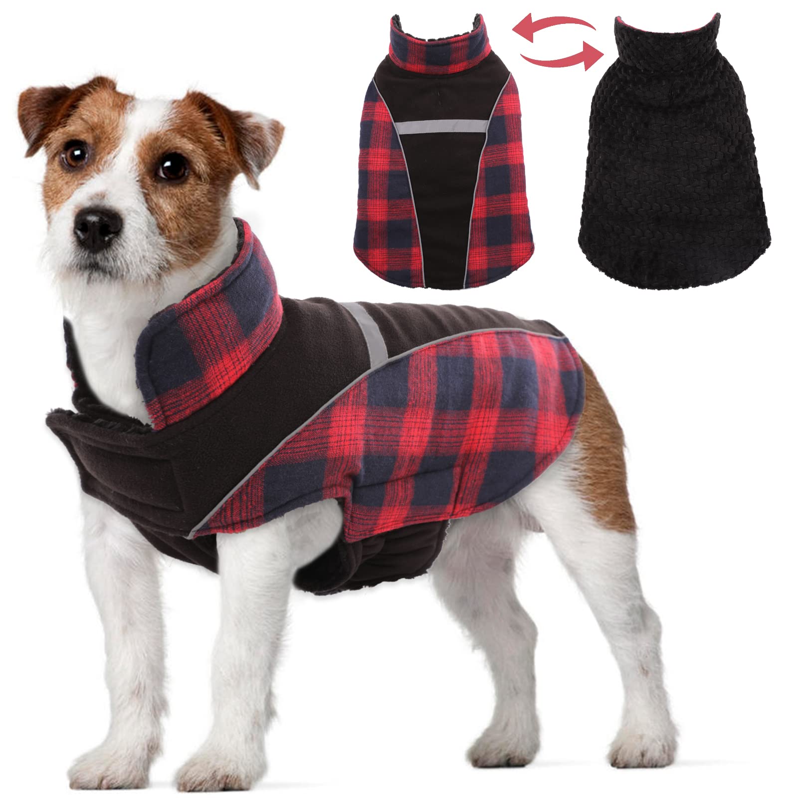 Chaqueta para Perros, Abrigo Cálidos para Mascotas Ropa Traje Sudadera Invierno Chaleco para Nieve a Prueba de Viento con Tiras Reflectantes para Perros Pequeñas, Medianas y Grandes(Rojo Oscuro, XS)