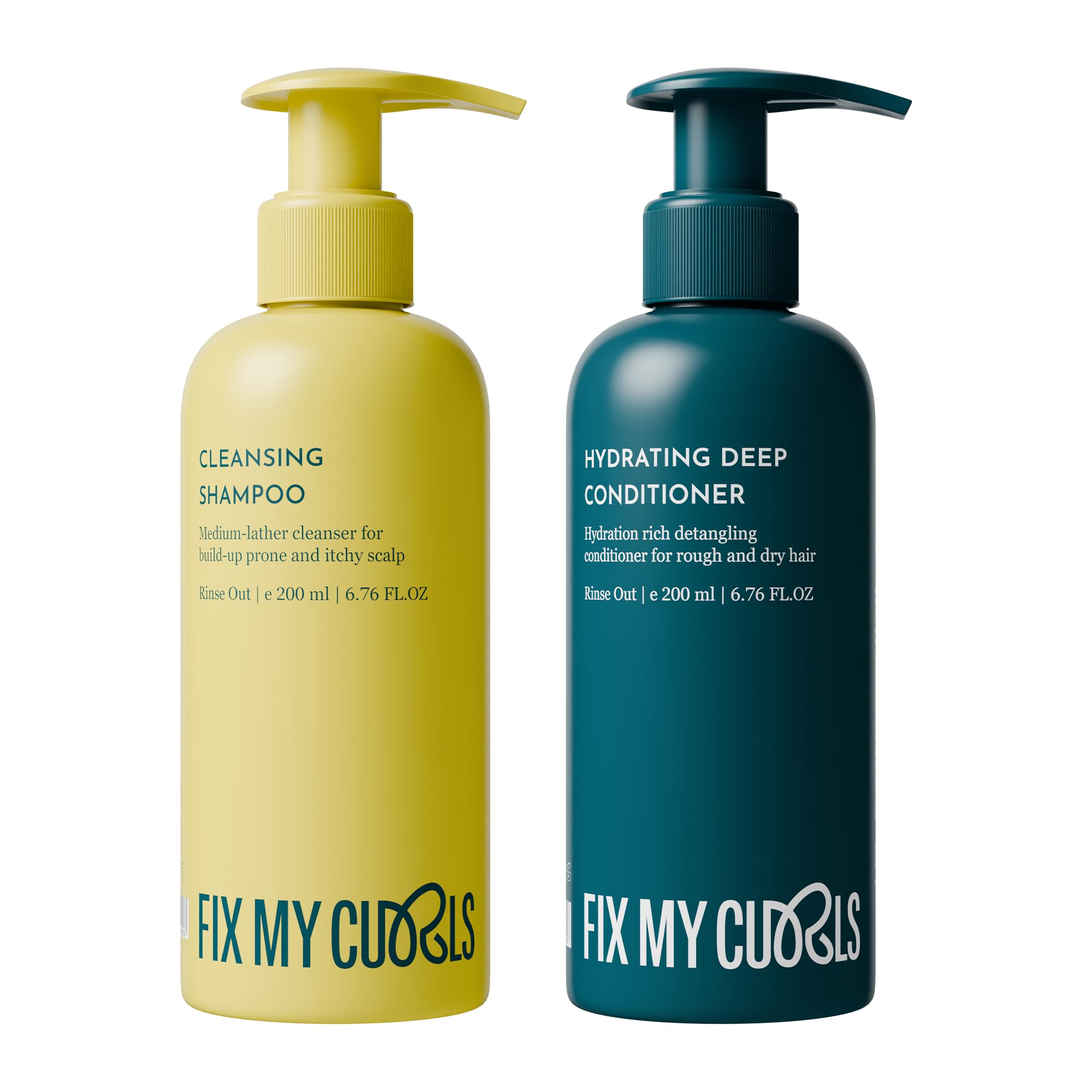 Fix My Curls Cleanse & Condition Bundle | For Cleansing, & Moisturising Curly & Wavy Hair, Sulphate & Silicone Free |Anti Dandruff, Tea Tree| 200ml Each (Pack of 2)