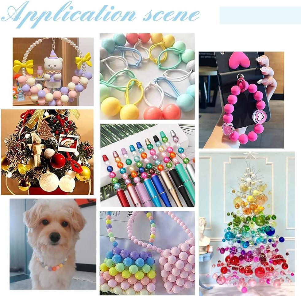 PH PandaHall 50pcs Chunk Beads 20mm Bubblegum Beads Mermaids Pen Beads Large Rhinestone Pearl Loose Beads Round Spacer Beads for Jewelry Bracelet Necklace Pen Bag Chain Making Crafts Supplies - Image 8