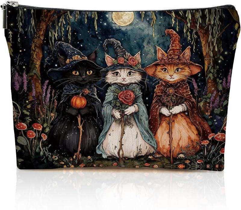 Necessaire de Maquiagem Generic com Estampa Retrô de Gato, Zíper e 1 Unidade