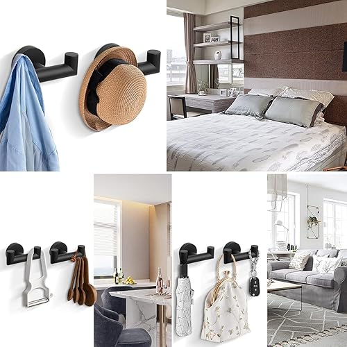 Miniatura 7 de NearMoon Gancho doble para toallas de baño, soporte para toallas de acero inoxidable SUS304, gancho doble resistente para baño, sala de estar,