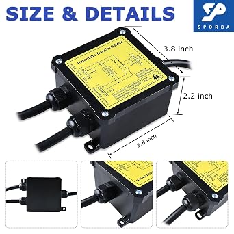 AC120V 15Amp AutomaticTransfer Switch with Core Wires | Features 4 high-power SPST,NEMA 5-15P,15A Management,Intelligent Power Switching,ATS Auto Transfer Switch